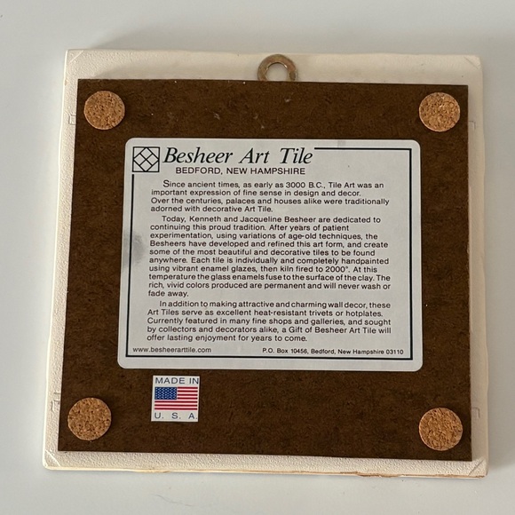 Besheer Art Tile Decorative Celtic Cross In Blue 6" Artist Bedford New Hampshire - Picture 3 of 7